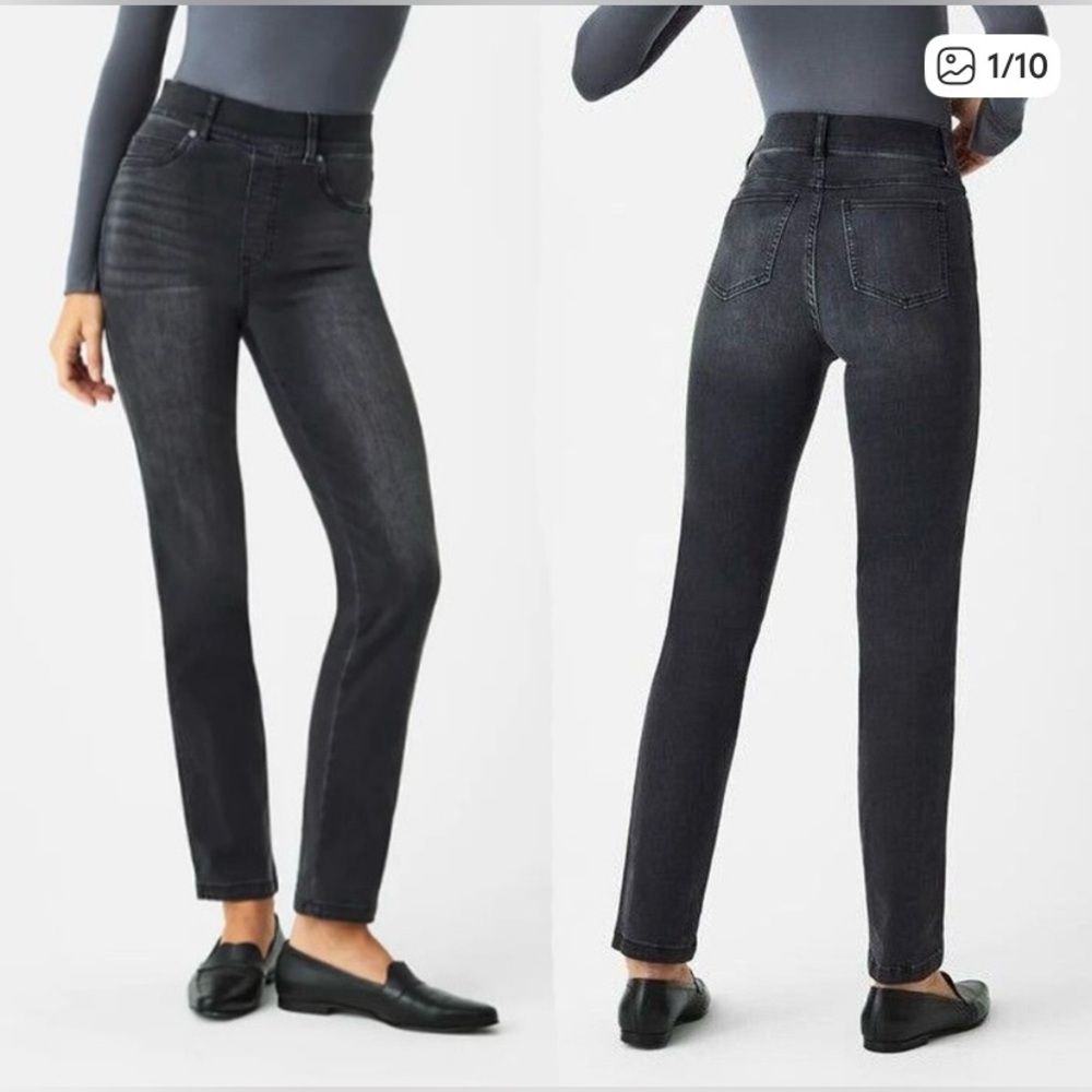 Spanx Straight Leg Jeans in Washed Black